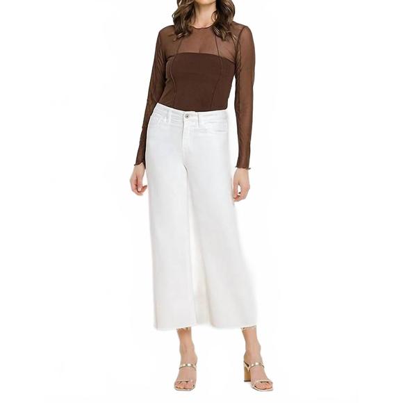 NEW VERVET BY FLYING MONKEY high rise crop wide leg jeans in optic white - Picture 2 of 4